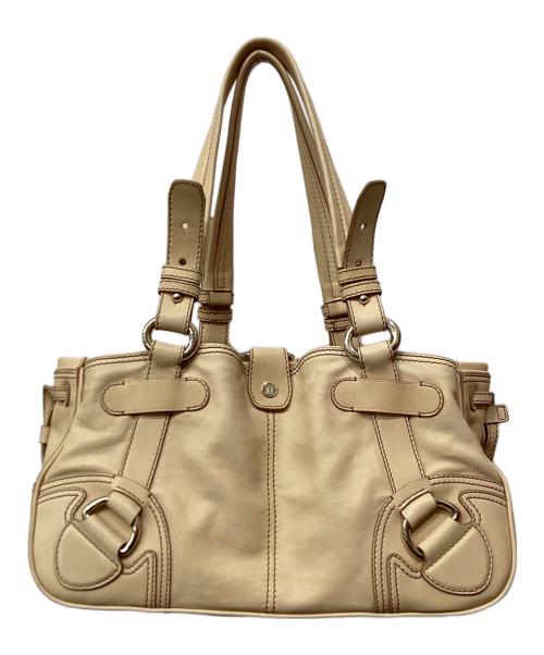 CELINE（セリーヌ）CELINE (セリーヌ) レザーハンドバッグ ベージュの古着・服飾アイテム
