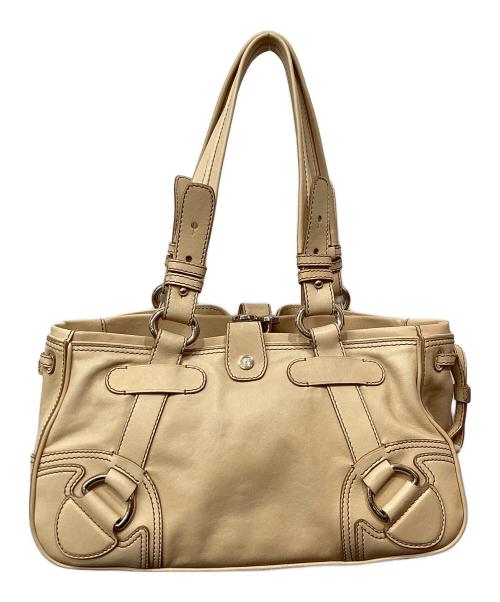 CELINE（セリーヌ）CELINE (セリーヌ) レザーハンドバッグ ベージュの古着・服飾アイテム