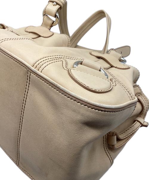 CELINE（セリーヌ）CELINE (セリーヌ) レザーハンドバッグ ベージュの古着・服飾アイテム
