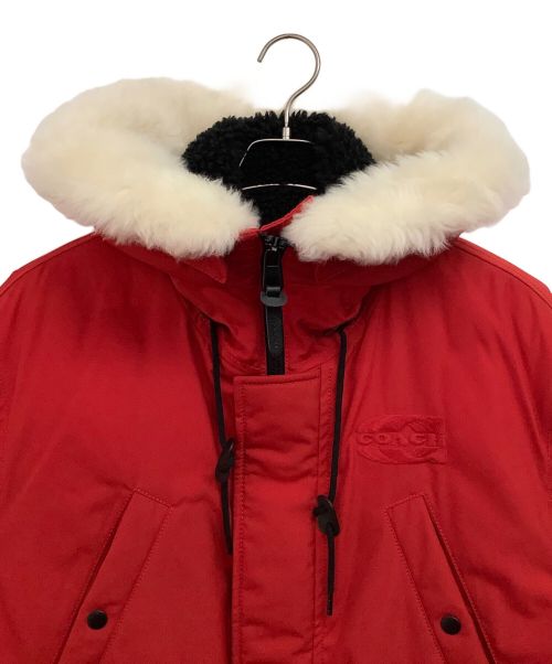 COACH（コーチ）COACH (コーチ) ショートパーカ ジャケット レッド×ブラック サイズ:Mの古着・服飾アイテム