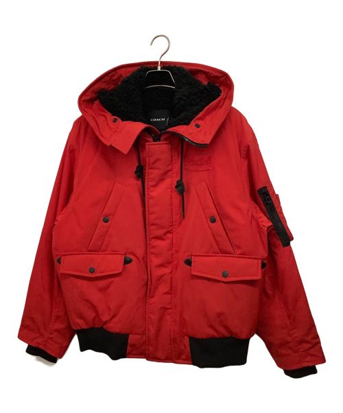 COACH（コーチ）COACH (コーチ) ショートパーカ ジャケット レッド×ブラック サイズ:Mの古着・服飾アイテム