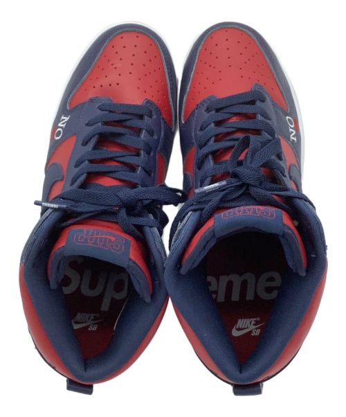NIKE SB（ナイキエスビー）NIKE SB (ナイキエスビー) Supreme (シュプリーム) Dunk High By Any Means　スニーカー レッド×ネイビー サイズ:26.5の古着・服飾アイテム
