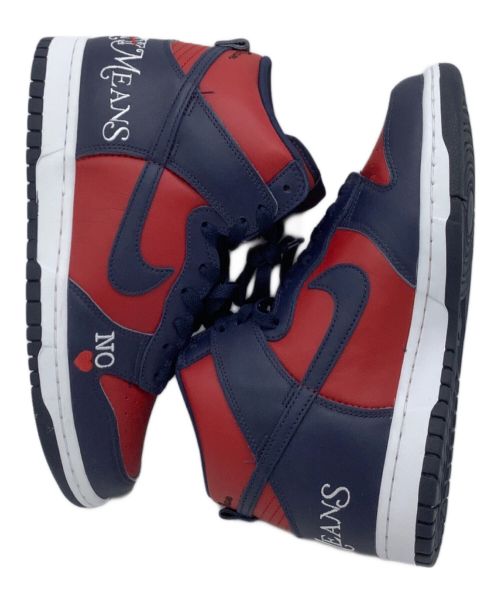 NIKE SB（ナイキエスビー）NIKE SB (ナイキエスビー) Supreme (シュプリーム) Dunk High By Any Means　スニーカー レッド×ネイビー サイズ:26.5の古着・服飾アイテム