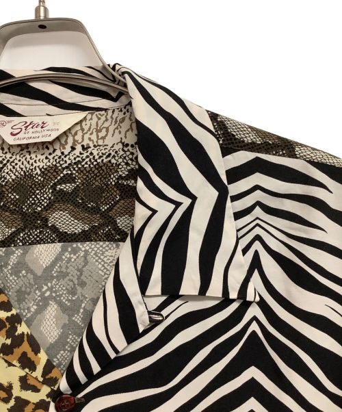 Star OF HOLLYWOOD（スターオブハリウッド）STAR OF HOLLYWOOD (スターオブハリウッド) オープンカラーシャツ ベージュ×ブラック サイズ:XXLの古着・服飾アイテム