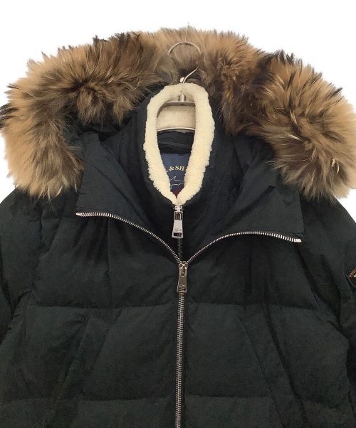 Paul&Shark（ポールアンドシャーク）Paul&Shark (ポールアンドシャーク) フーデッドピーチスキンダウンブルゾン ブラック サイズ:Sの古着・服飾アイテム