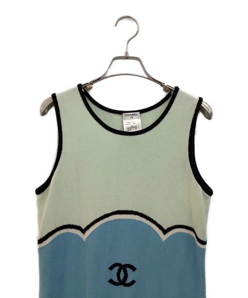 CHANEL（シャネル）CHANEL (シャネル) カシミアノースリーブニット グリーン サイズ:38の古着・服飾アイテム