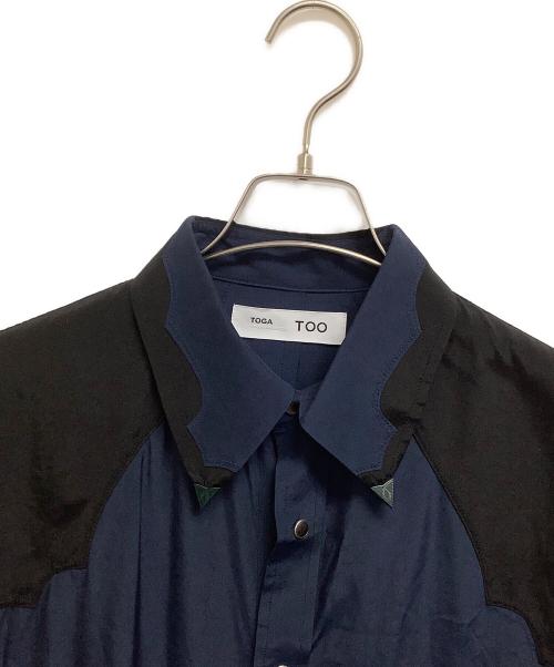 TOGA ARCHIVES（トーガアーカイブス）TOGA ARCHIVES (トーガアーカイブス) カラーブロックシャツドレス ネイビー×ブラック サイズ:Sの古着・服飾アイテム