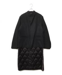 ALMOSTBLACK（オールモストブラック）の古着「ノーカラーレイヤードコート」｜ブラック