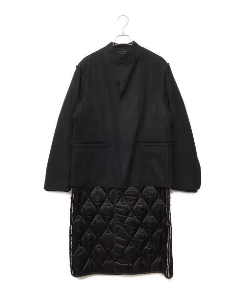 ALMOSTBLACK（オールモストブラック）ALMOSTBLACK (オールモストブラック) ノーカラーレイヤードコート ブラック サイズ:2 未使用品の古着・服飾アイテム