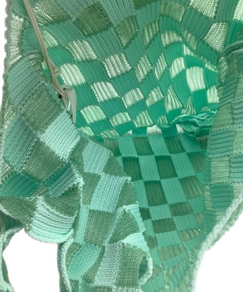 LASTFRAME（ラストフレーム）LASTFRAME (ラストフレーム) SHEER ICHIMATSU MARKET BAG ミントの古着・服飾アイテム