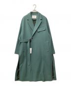 CULLNIクルニ）の古着「ラムウールメルトンタイロッケンコート」｜シーグリーン