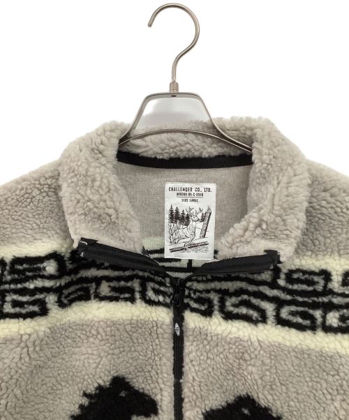 CHALLENGER（チャレンジャー）CHALLENGER (チャレンジャー) フリースジャケット グレー×ブラック サイズ:Lの古着・服飾アイテム