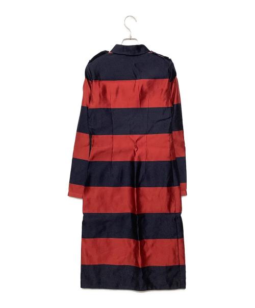 BURBERRY（バーバリー）BURBERRY (バーバリー) シルクワンピース ネイビー×レッド サイズ:38の古着・服飾アイテム