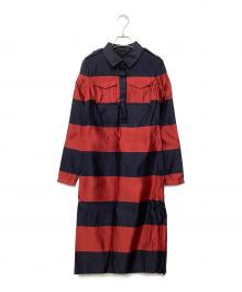 BURBERRY（バーバリー）の古着「シルクワンピース」｜ネイビー×レッド