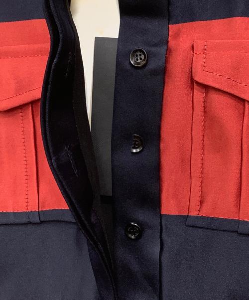 BURBERRY（バーバリー）BURBERRY (バーバリー) シルクワンピース ネイビー×レッド サイズ:36の古着・服飾アイテム