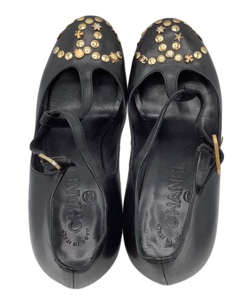 CHANEL（シャネル）CHANEL (シャネル) スタッズパンプス ブラック サイズ:36　1/2の古着・服飾アイテム