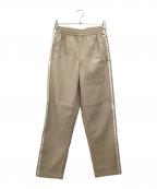 adidasアディダス）の古着「フェイクレザーアディカラー スリーストライプス ファイヤーバードトラックスーツパンツ」｜ベージュ