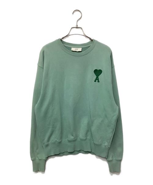 AMI Alexandre Mattiussi（アミアレクサンドルマテュッシ）AMI Alexandre Mattiussi (アミアレクサンドルマテュッシ) ハートAロゴ刺繍クルーネックスウェット グリーン サイズ:Sの古着・服飾アイテム