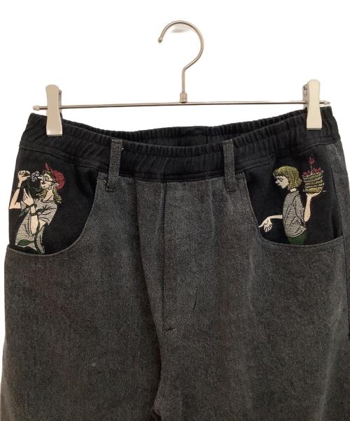 Left Alone（レフトアローン）Left Alone (レフトアローン) 刺繍デニムパンツ グレー サイズ:Lの古着・服飾アイテム
