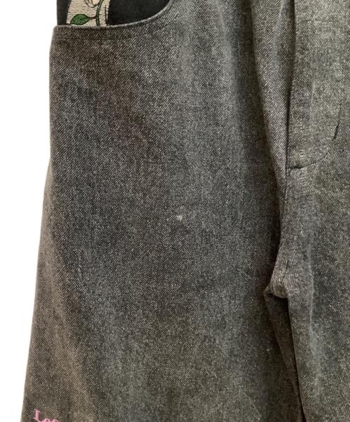 Left Alone（レフトアローン）Left Alone (レフトアローン) 刺繍デニムパンツ グレー サイズ:Lの古着・服飾アイテム