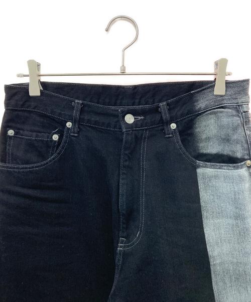 YOKE（ヨーク）YOKE (ヨーク) Laser Processed Denim Wide Straight Pants ブラック×グレー サイズ:3の古着・服飾アイテム