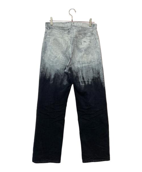 YOKE（ヨーク）YOKE (ヨーク) HAND PAINTED DENIM WIDE STRAIGHT Pants ブラック×ホワイト サイズ:3の古着・服飾アイテム