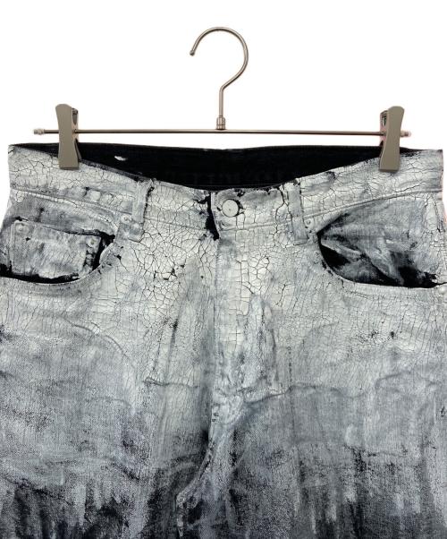 YOKE（ヨーク）YOKE (ヨーク) HAND PAINTED DENIM WIDE STRAIGHT Pants ブラック×ホワイト サイズ:3の古着・服飾アイテム