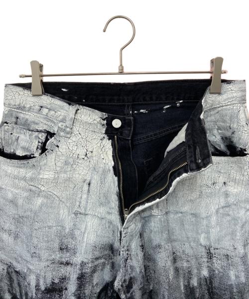 YOKE（ヨーク）YOKE (ヨーク) HAND PAINTED DENIM WIDE STRAIGHT Pants ブラック×ホワイト サイズ:3の古着・服飾アイテム