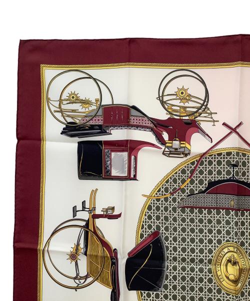 HERMES（エルメス）HERMES (エルメス) カレ90　スカーフ ホワイト×パープルの古着・服飾アイテム