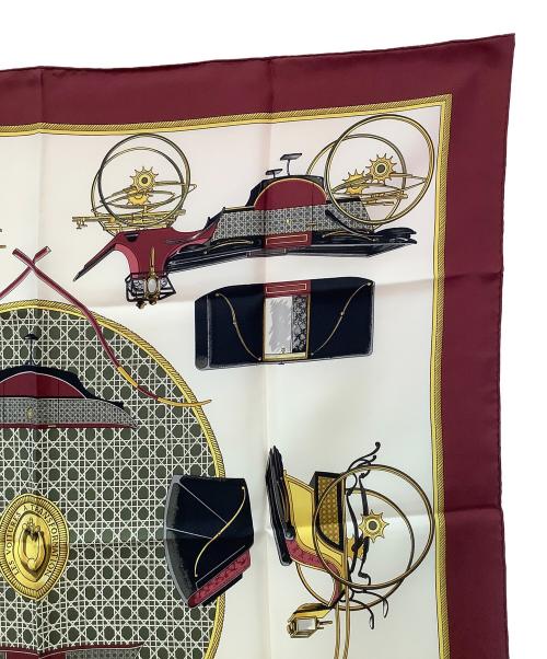 HERMES（エルメス）HERMES (エルメス) カレ90　スカーフ ホワイト×パープルの古着・服飾アイテム