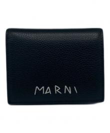 MARNI（マルニ）の古着「ロゴ刺繍2つ折り財布」｜ブラック