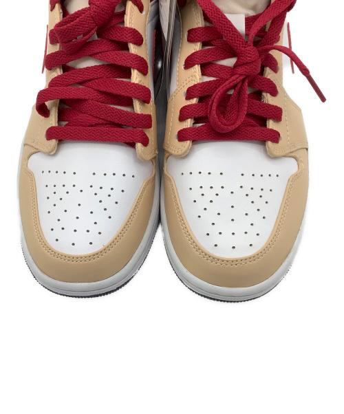 NIKE（ナイキ）NIKE (ナイキ) AIR JORDAN1　ミッドカットスニーカー ベージュ×レッド サイズ:27の古着・服飾アイテム