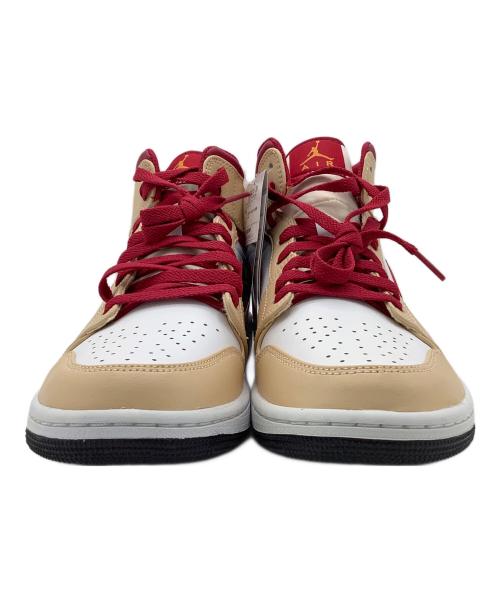 NIKE（ナイキ）NIKE (ナイキ) AIR JORDAN1　ミッドカットスニーカー ベージュ×レッド サイズ:27の古着・服飾アイテム