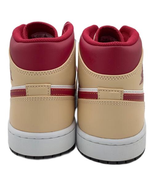 NIKE（ナイキ）NIKE (ナイキ) AIR JORDAN1　ミッドカットスニーカー ベージュ×レッド サイズ:27の古着・服飾アイテム