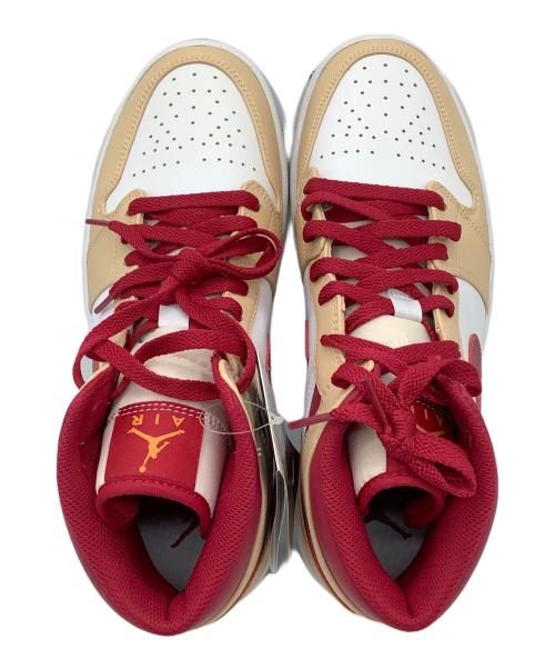 NIKE（ナイキ）NIKE (ナイキ) AIR JORDAN1　ミッドカットスニーカー ベージュ×レッド サイズ:27の古着・服飾アイテム