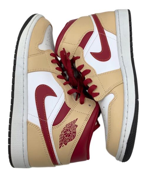 NIKE（ナイキ）NIKE (ナイキ) AIR JORDAN1　ミッドカットスニーカー ベージュ×レッド サイズ:27の古着・服飾アイテム