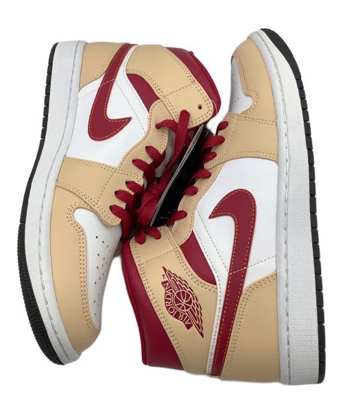 NIKE（ナイキ）NIKE (ナイキ) AIR JORDAN1　ミッドカットスニーカー ベージュ×レッド サイズ:27の古着・服飾アイテム