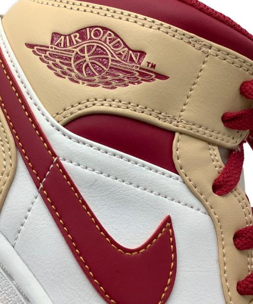 NIKE（ナイキ）NIKE (ナイキ) AIR JORDAN1　ミッドカットスニーカー ベージュ×レッド サイズ:27の古着・服飾アイテム