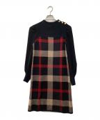 BLUE LABEL CRESTBRIDGEブルーレーベルクレストブリッジ）の古着「切替ニットワンピース」｜ネイビー