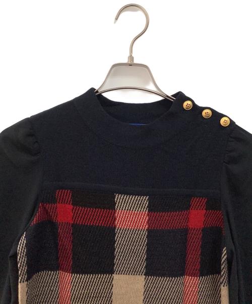 BLUE LABEL CRESTBRIDGE（ブルーレーベルクレストブリッジ）BLUE LABEL CRESTBRIDGE (ブルーレーベルクレストブリッジ) 切替ニットワンピース ネイビー サイズ:36の古着・服飾アイテム