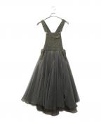 Belle vintageベル ヴィンテージ）の古着「ボリュームチュール×オーガンジーデニムサロペット」｜オリーブ