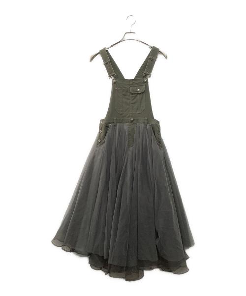 Belle vintage（ベル ヴィンテージ）belle vintage (ベル ヴィンテージ) ボリュームチュール×オーガンジーデニムサロペット オリーブ サイズ:1の古着・服飾アイテム