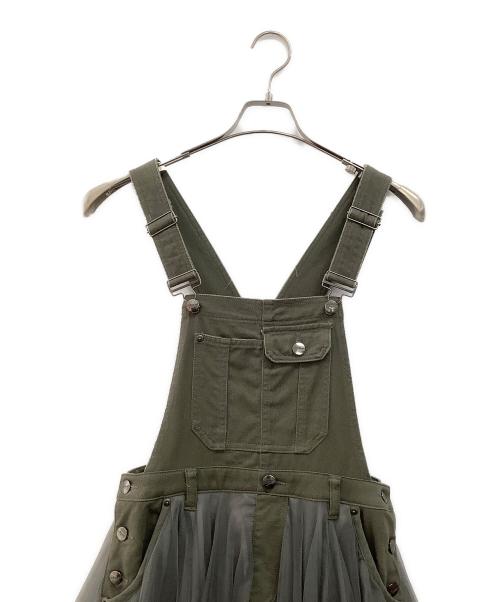 Belle vintage（ベル ヴィンテージ）belle vintage (ベル ヴィンテージ) ボリュームチュール×オーガンジーデニムサロペット オリーブ サイズ:1の古着・服飾アイテム