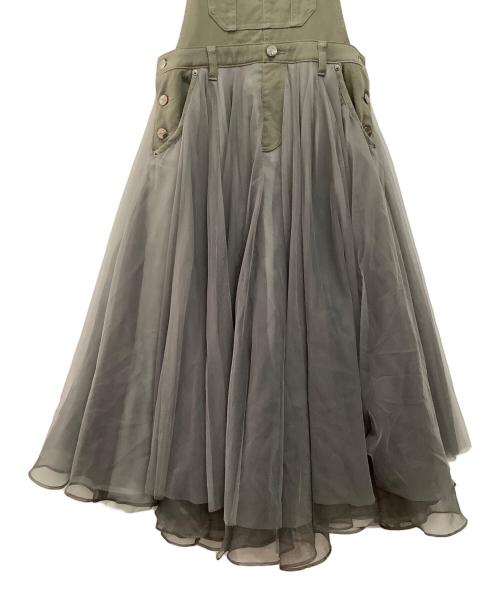 Belle vintage（ベル ヴィンテージ）belle vintage (ベル ヴィンテージ) ボリュームチュール×オーガンジーデニムサロペット オリーブ サイズ:1の古着・服飾アイテム