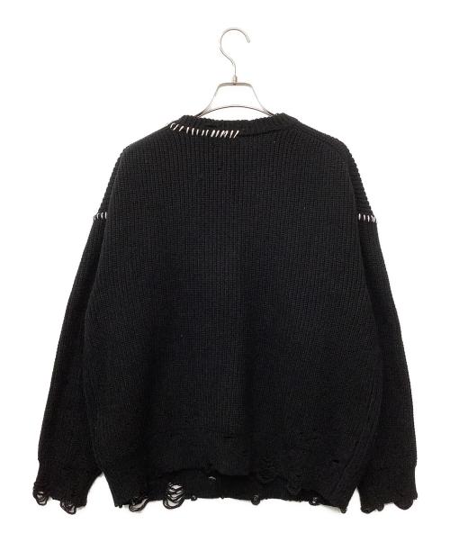 MAISON SPECIAL（メゾンスペシャル）MAISON SPECIAL (メゾンスペシャル) Embroidery Damage Prime-Over Crew Neck Knit Pullover ブラック サイズ:01の古着・服飾アイテム