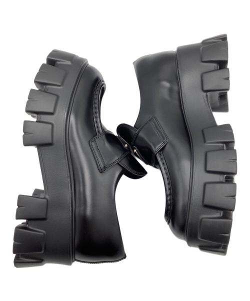 PRADA（プラダ）PRADA (プラダ) ブラッシュドレザーモノリスローファー ブラック サイズ:36の古着・服飾アイテム