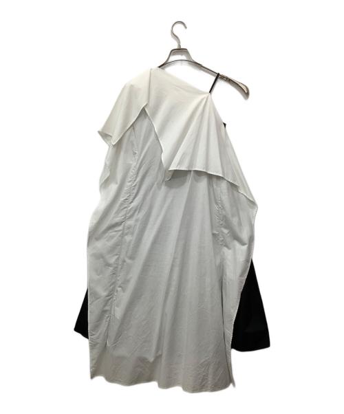 MM6 Maison Margiela（エムエムシックスメゾンマルジェラ）MM6 Maison Margiela (エムエムシックスメゾンマルジェラ) Deconstructed Ruffled Crepe Dress ブラック×ホワイト サイズ:36の古着・服飾アイテム