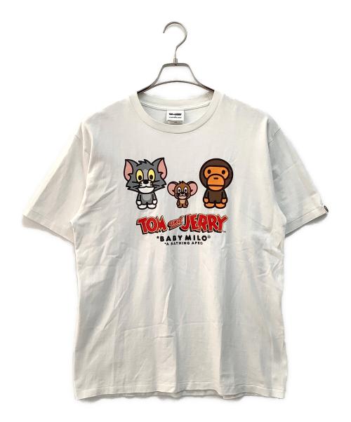 TOM and JERRY（トム アンド ジェリー）TOM and JERRY (トム アンド ジェリー) A BATHING APE (ア ベイシング エイプ) プリントTシャツ ホワイト サイズ:Lの古着・服飾アイテム