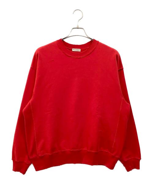 BEAUTY&YOUTH（ビューティーアンドユース）BEAUTY&YOUTH (ビューティーアンドユース) クラッシュ クルーネック スウェット レッド サイズ:Mの古着・服飾アイテム