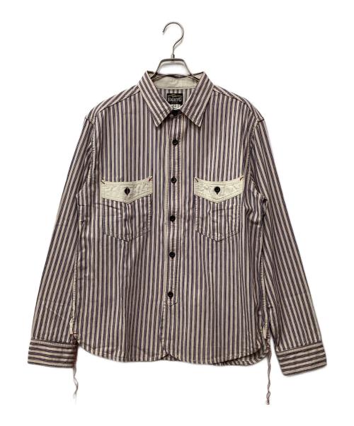 EIGHT G（エイトジー）EIGHT G (エイトジー) シャツ レッド×ネイビー サイズ:42の古着・服飾アイテム